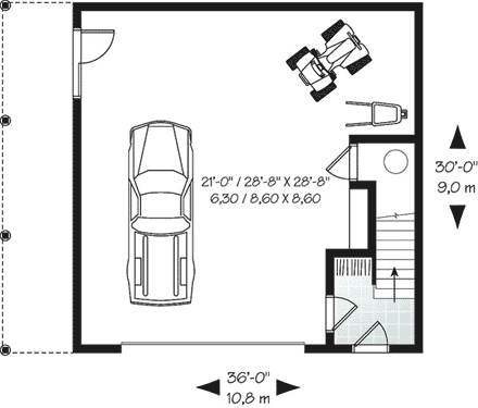 Garage Plan 64902 - 2 Car Garage Apartment First Level Plan