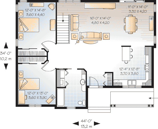 Bungalow Country One-Story Level One of Plan 64913