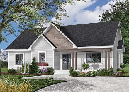 Bungalow Country One-Story Elevation of Plan 64913