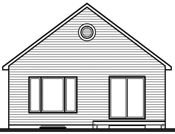 Bungalow Contemporary Narrow Lot One-Story Rear Elevation of Plan 64915