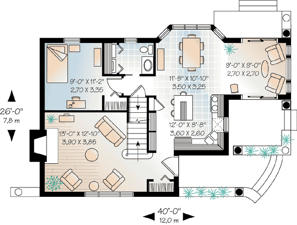 Contemporary One-Story Traditional Level One of Plan 64932