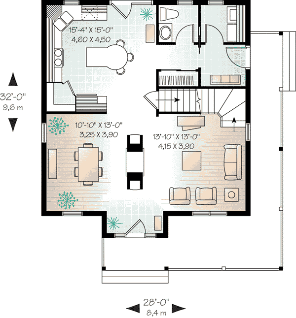 House Plan 64942 Level One