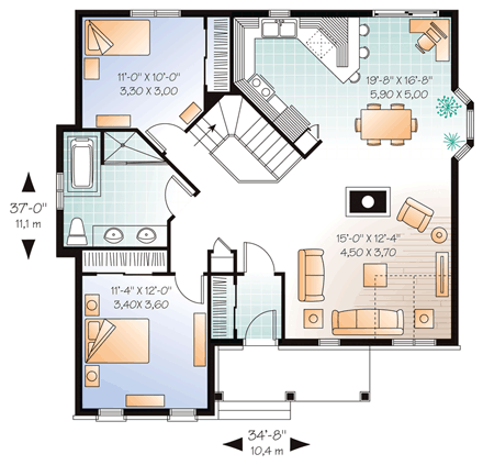 House Plan 64949 First Level Plan