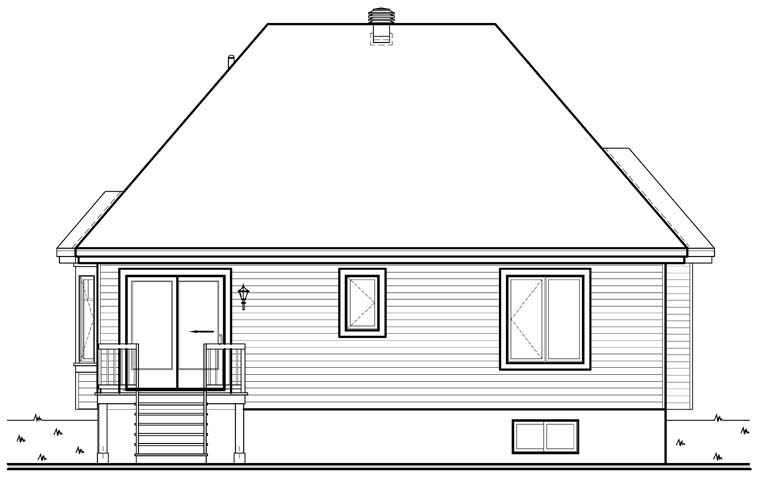 Country Rear Elevation of Plan 64949