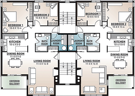 Multi-Family Plan 64952 Second Level Plan