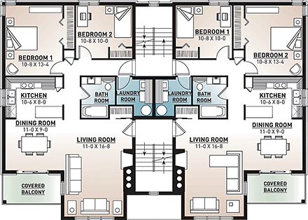 Multi-Family Plan 64952 Third Level Plan