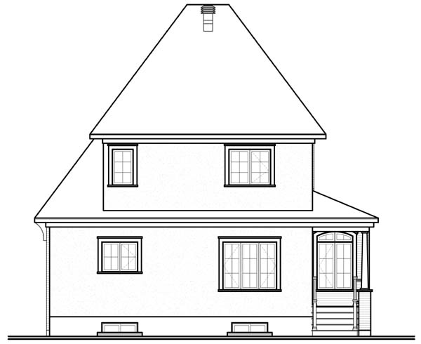 Traditional Rear Elevation of Plan 64957