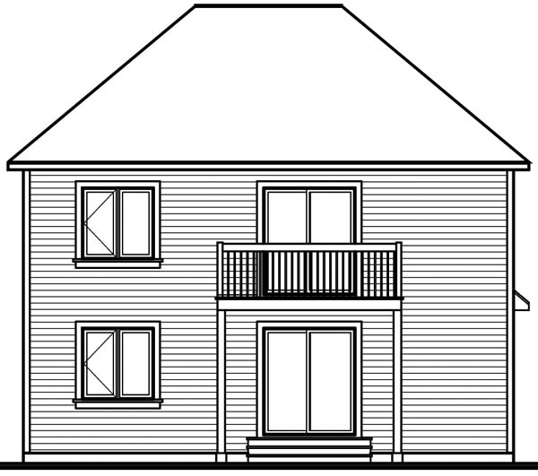  Rear Elevation of Plan 64965