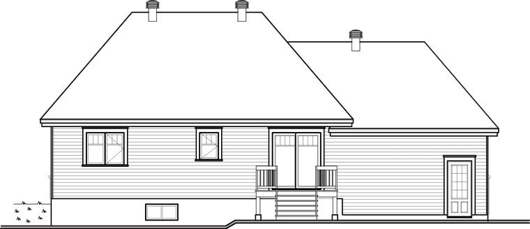 Country Rear Elevation of Plan 64966