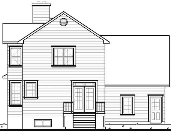Country Southern Victorian Rear Elevation of Plan 64968