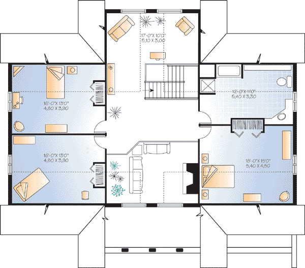 Cabin Craftsman Log Level Two of Plan 64969