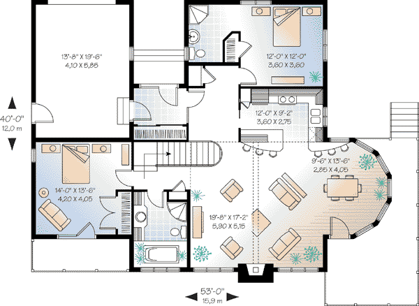 Contemporary Craftsman Level One of Plan 64972