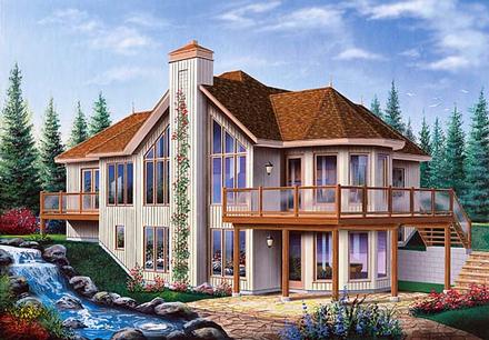 Contemporary Craftsman Elevation of Plan 64972