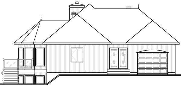 Contemporary Craftsman Rear Elevation of Plan 64972