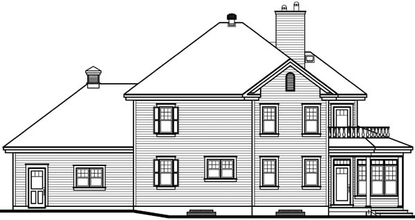 Country Traditional Rear Elevation of Plan 64973