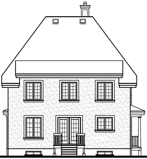 Country European Rear Elevation of Plan 64975