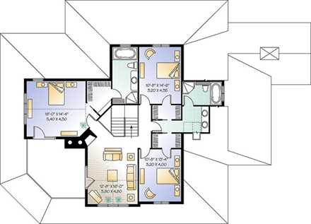 House Plan 64980 Second Level Plan