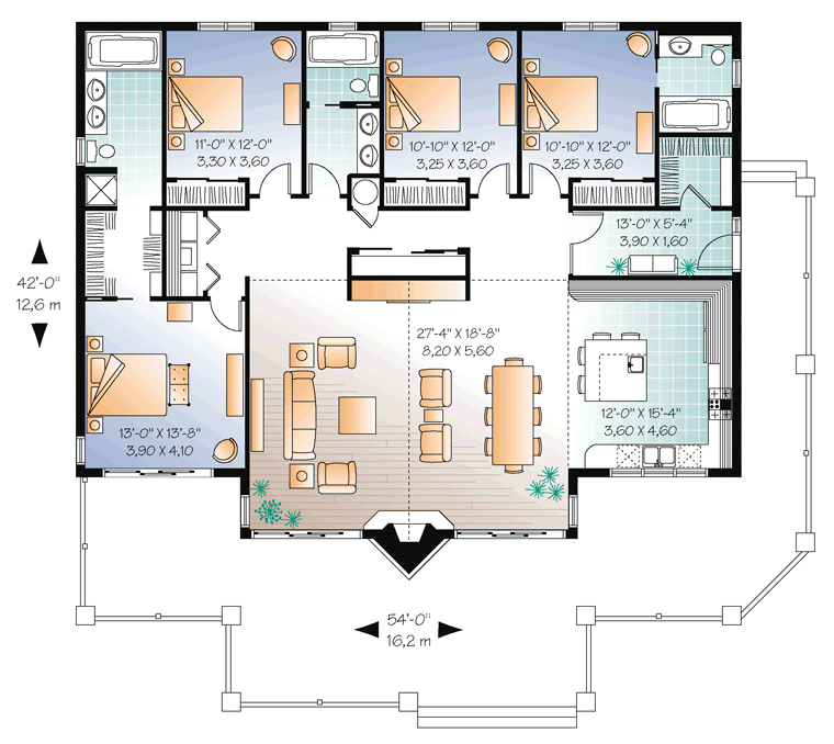 Contemporary Level One of Plan 64982