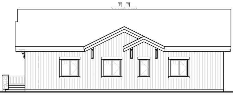 Contemporary Rear Elevation of Plan 64982