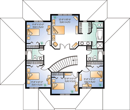 House Plan 64984 Second Level Plan