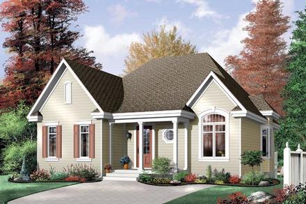 Narrow Lot One-Story Traditional Elevation of Plan 64990