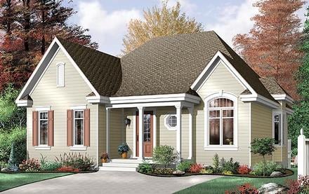 Narrow Lot One-Story Traditional Elevation of Plan 64994