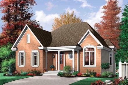 Narrow Lot One-Story Traditional Elevation of Plan 64997