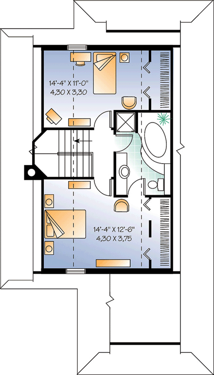 House Plan 65000 Second Level Plan