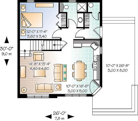 Cabin Saltbox Traditional Level One of Plan 65003