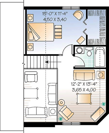 Cabin Saltbox Traditional Level Two of Plan 65003