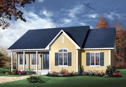 Bungalow Cabin Country One-Story Ranch Traditional Elevation of Plan 65006
