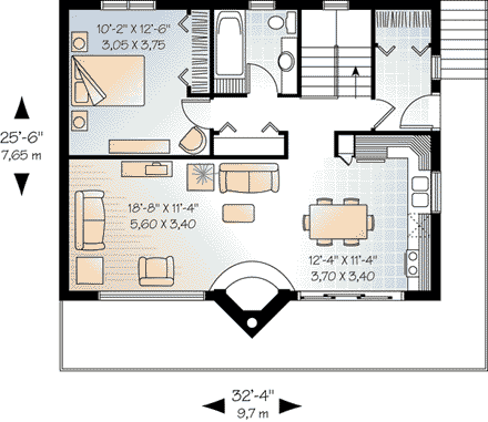 House Plan 65007 First Level Plan