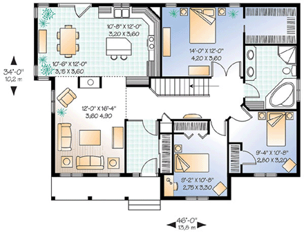 House Plan 65014 First Level Plan