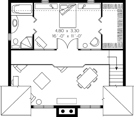 House Plan 65014 Second Level Plan