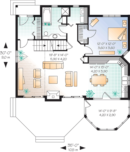 House Plan 65015 First Level Plan