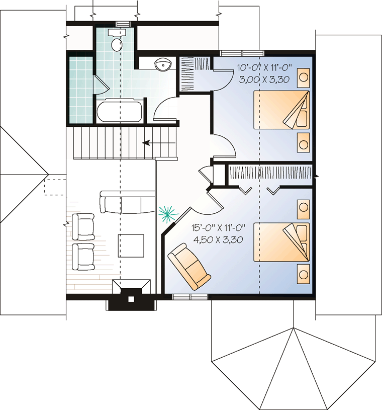 Bungalow Contemporary Victorian Level Two of Plan 65015