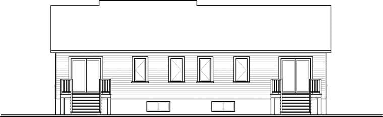 Country Craftsman Rear Elevation of Plan 65017