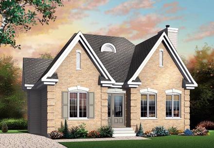 Narrow Lot One-Story Traditional Elevation of Plan 65028