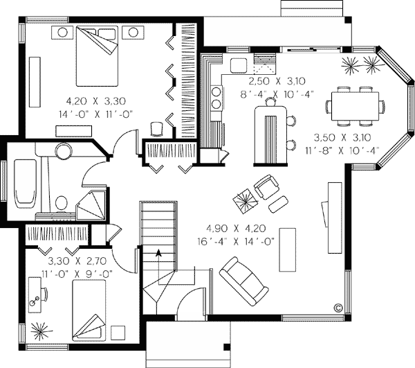 Contemporary One-Story Level One of Plan 65033