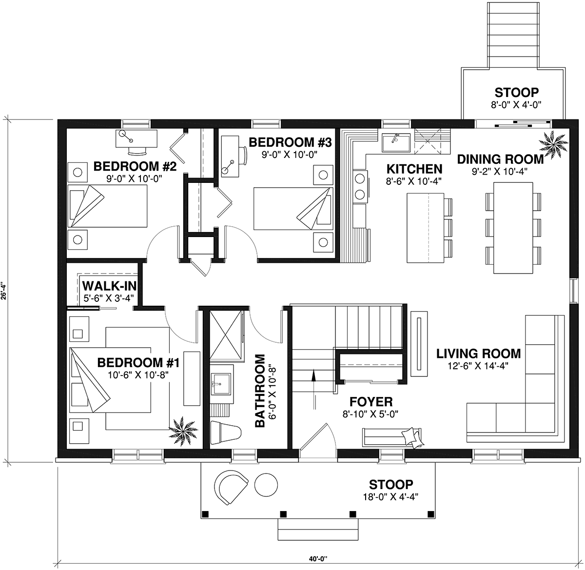 One-Story Ranch Level One of Plan 65039