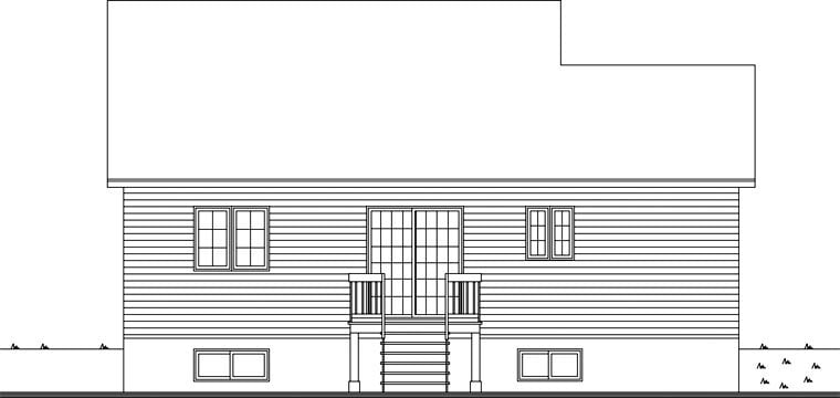 Bungalow Country Ranch Rear Elevation of Plan 65047