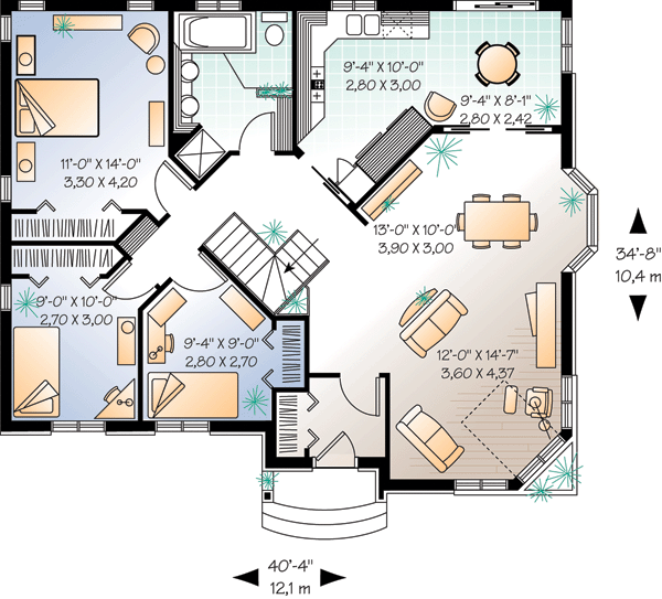 Contemporary European One-Story Level One of Plan 65051