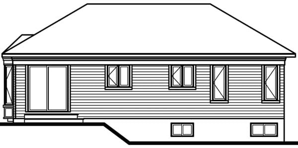 Contemporary European One-Story Rear Elevation of Plan 65051