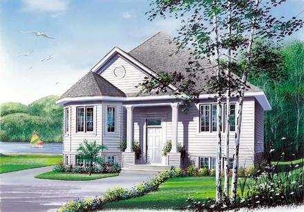 Cabin Country Narrow Lot One-Story Ranch Victorian Elevation of Plan 65054
