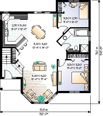 House Plan 65061 First Level Plan