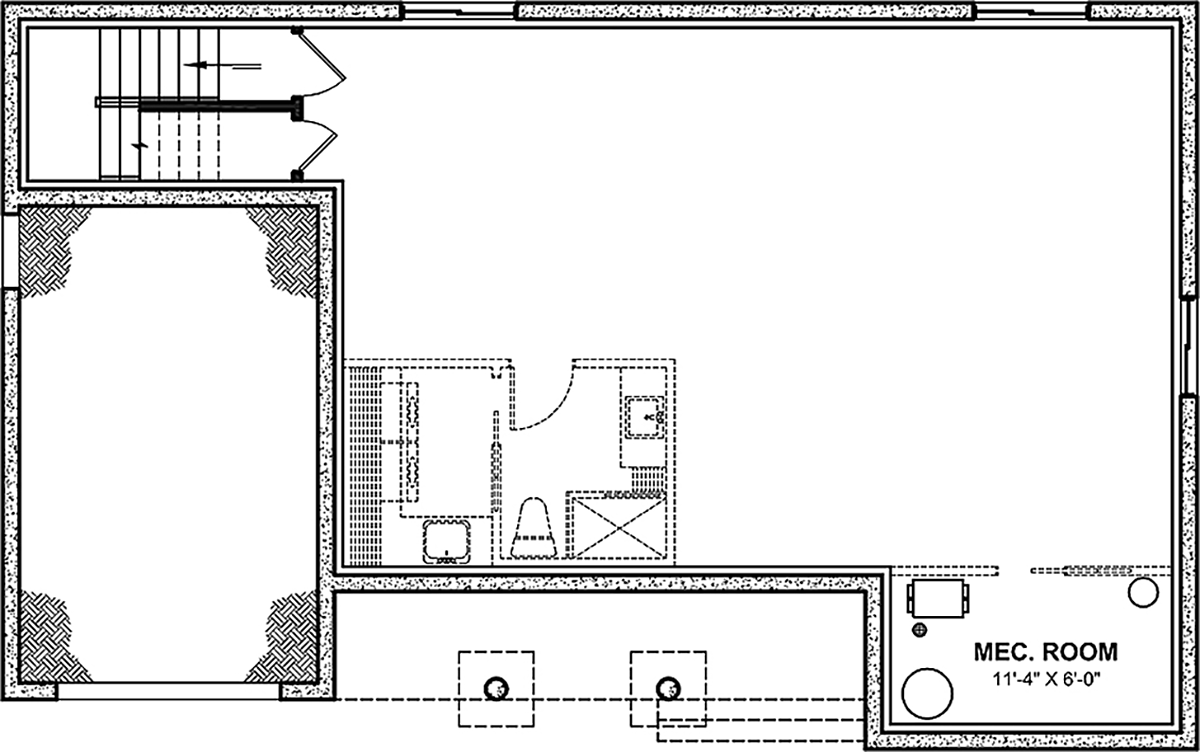 European One-Story Traditional Lower Level of Plan 65081