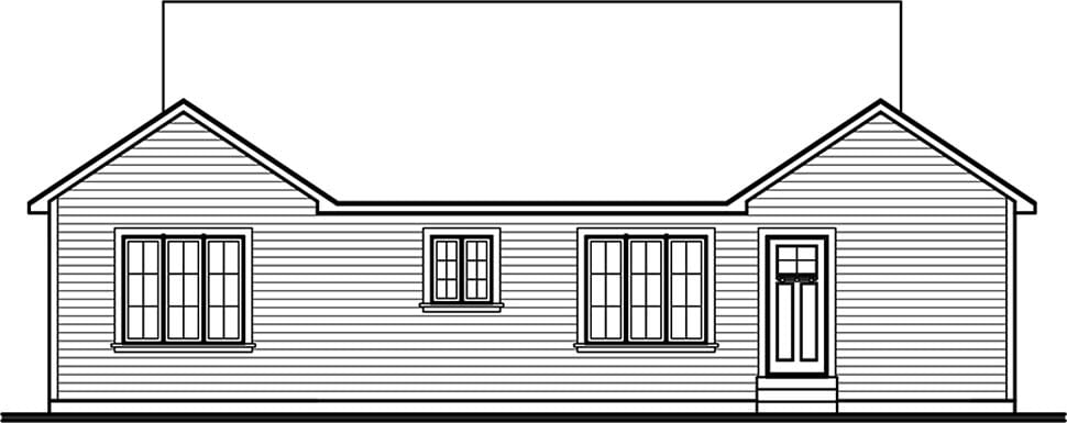 European One-Story Traditional Rear Elevation of Plan 65081