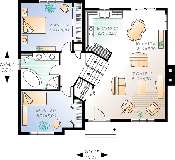 Bungalow Level One of Plan 65087