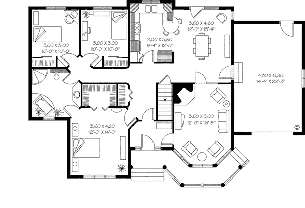 Bungalow Country One-Story Victorian Level One of Plan 65096