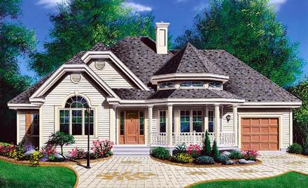 Bungalow Country One-Story Victorian Elevation of Plan 65096